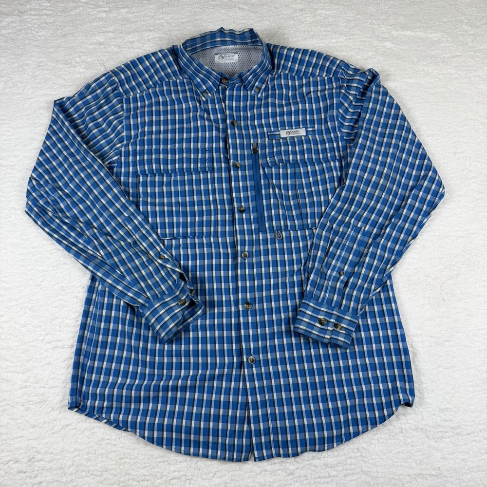 Gander Mountain Mens Blue Plaid Guide Series Long Slv Button Dn Shirt Size Small